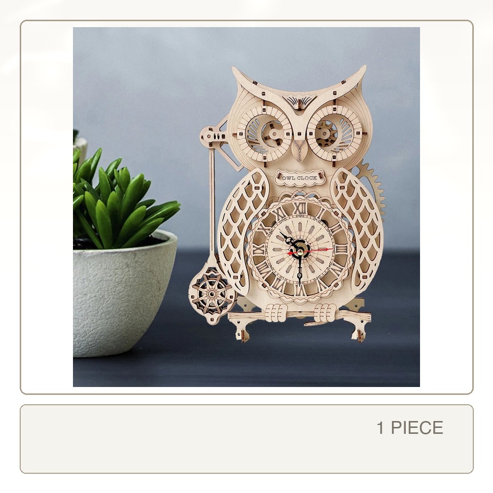 3D Wooden Owl Clock Stereoscop - đánh giá và giá Wooden Clock Puzzle Mechanical Pendulum