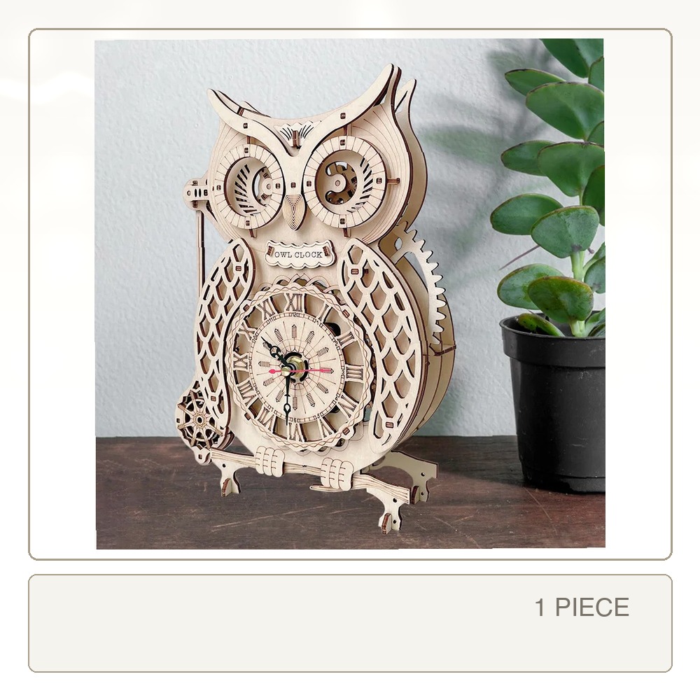 3D Wooden Owl Clock Stereoscop - đánh giá và giá Wooden Clock Puzzle Mechanical Pendulum
