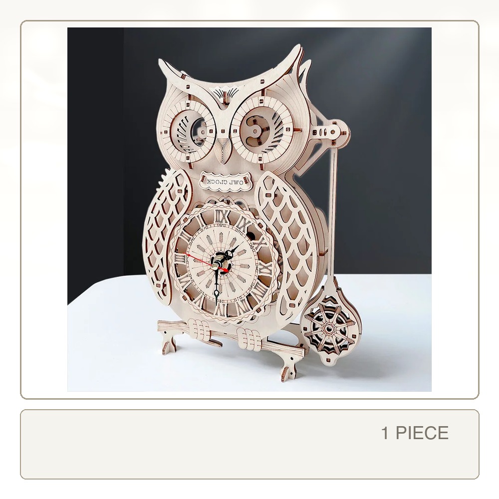 3D Wooden Owl Clock Stereoscop - đánh giá và giá Wooden Clock Puzzle Mechanical Pendulum