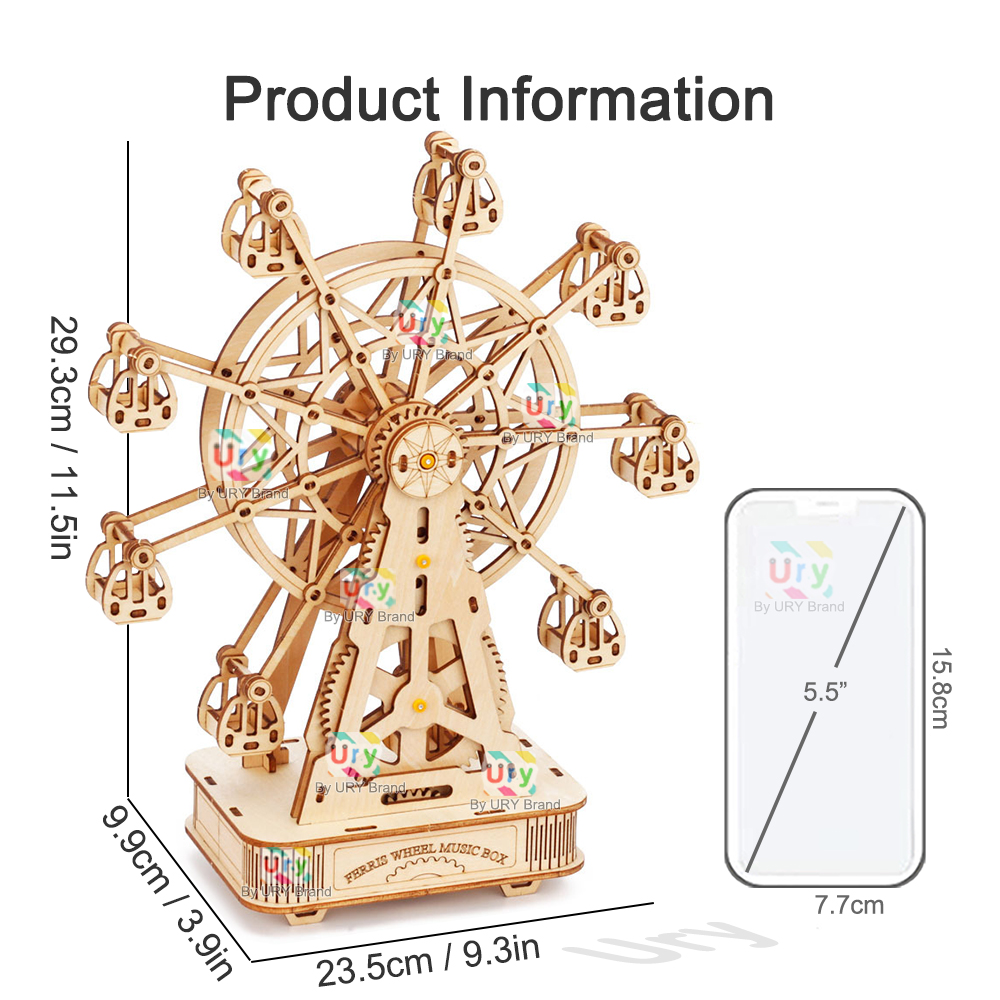 Rotatable DIY 3D Puzzles Mini  - đánh giá và giá Music Box Wooden 3D Puzzle Rotating