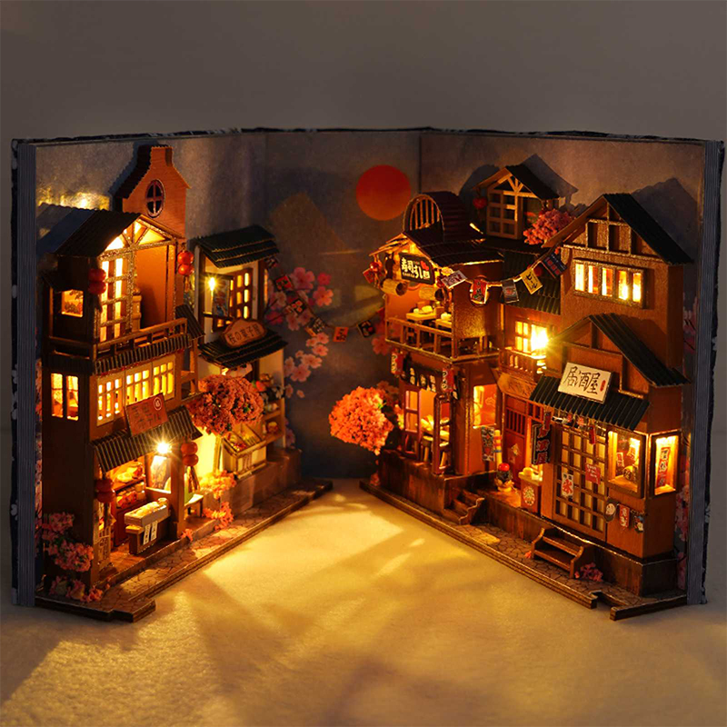 Japanese Retro DIY Wooden Book - đánh giá và giá Book Nook Shelf Insert Alley Diy