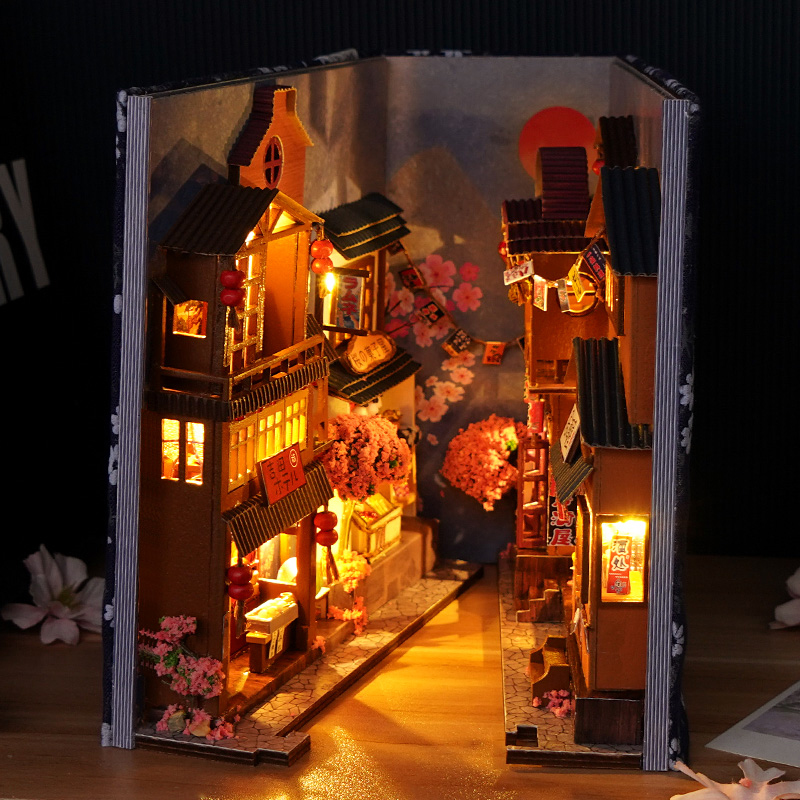 Japanese Retro DIY Wooden Book - đánh giá và giá Book Nook Shelf Insert Alley Diy