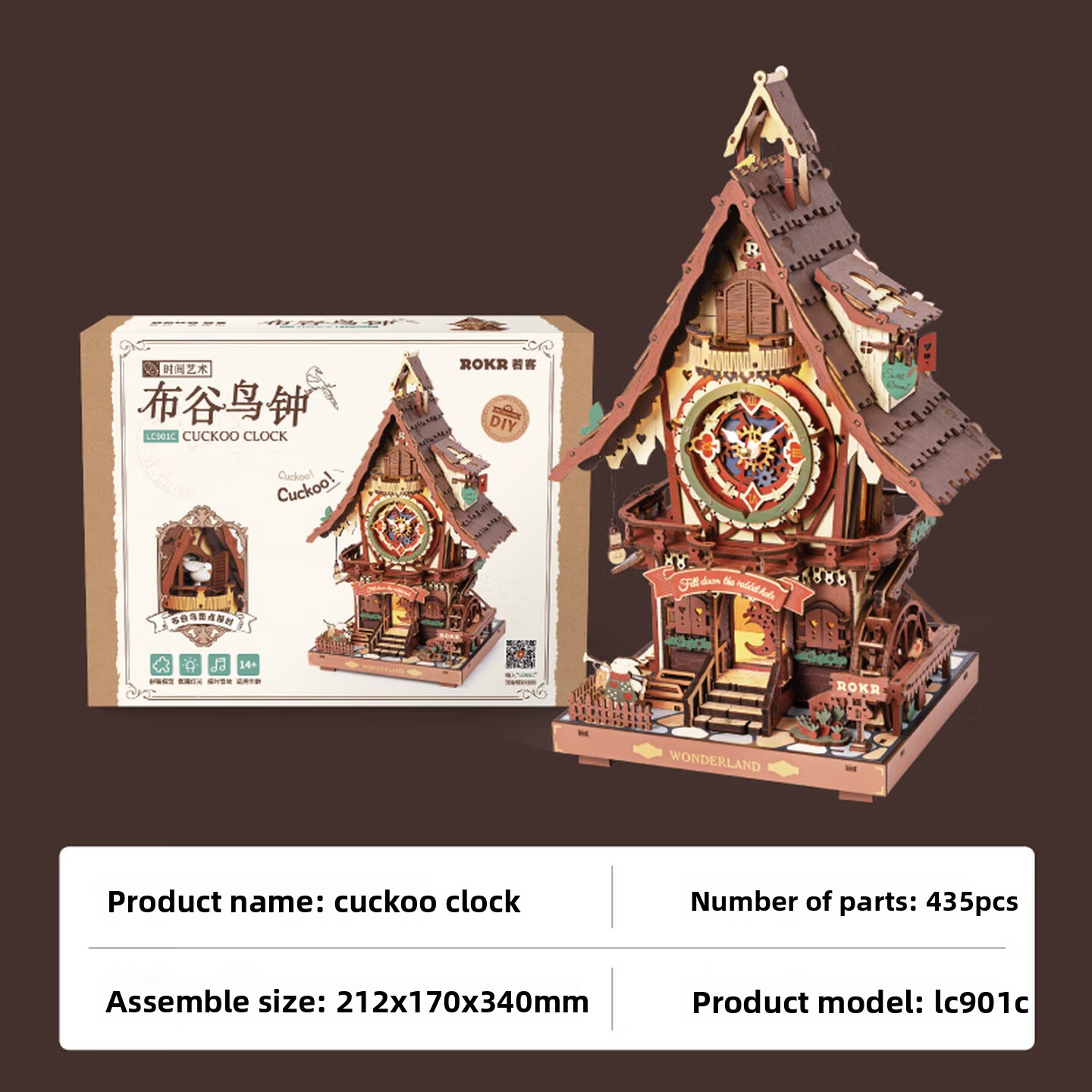 DIY Wooden Cuckoo Clock 3D Ass - đánh giá và giá Wooden Clock Puzzle Mechanical Pendulum
