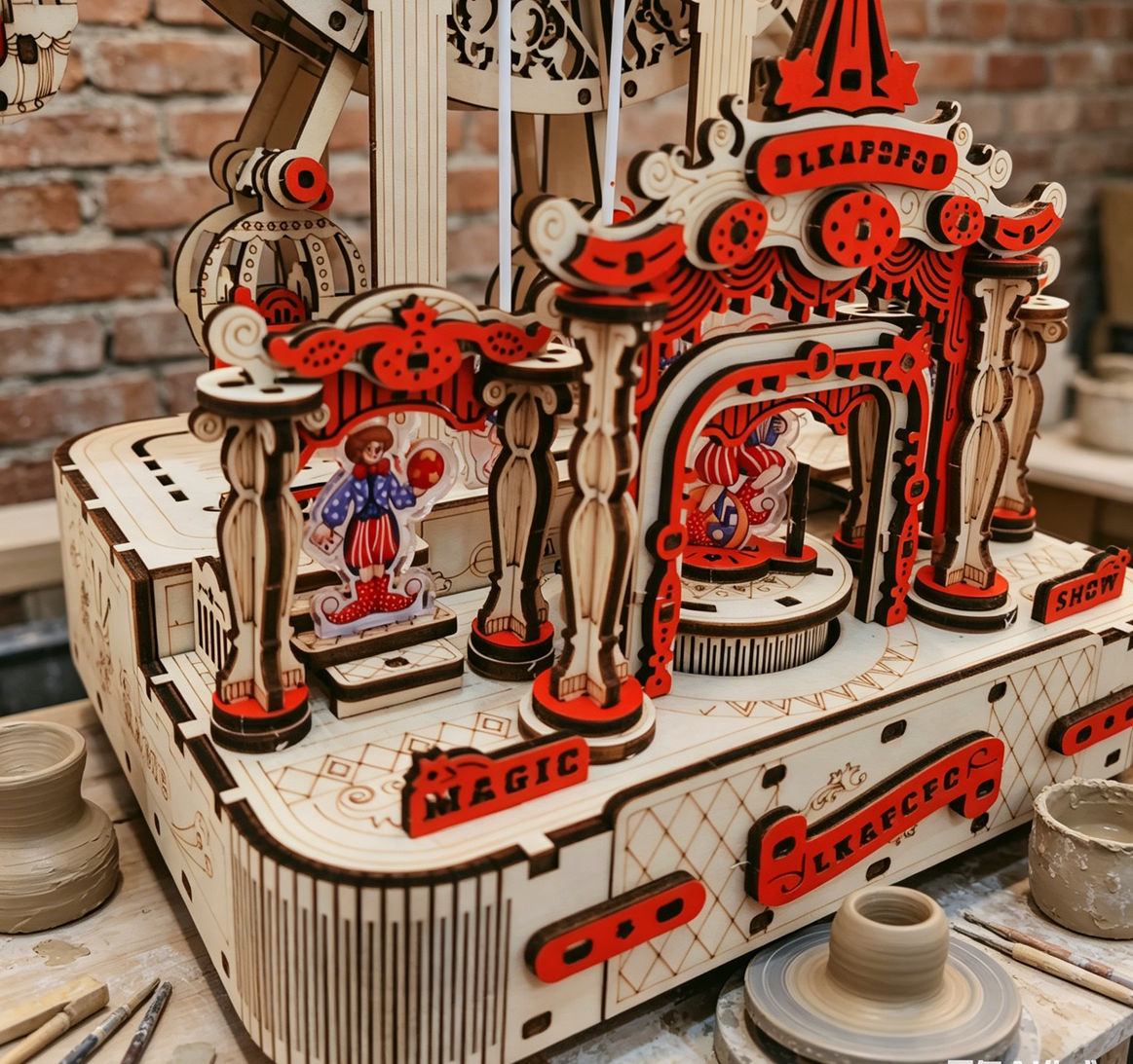 DIY Ferris Wheel 3D Wooden Puz - đánh giá và giá Music Box Wooden 3D Puzzle Rotating