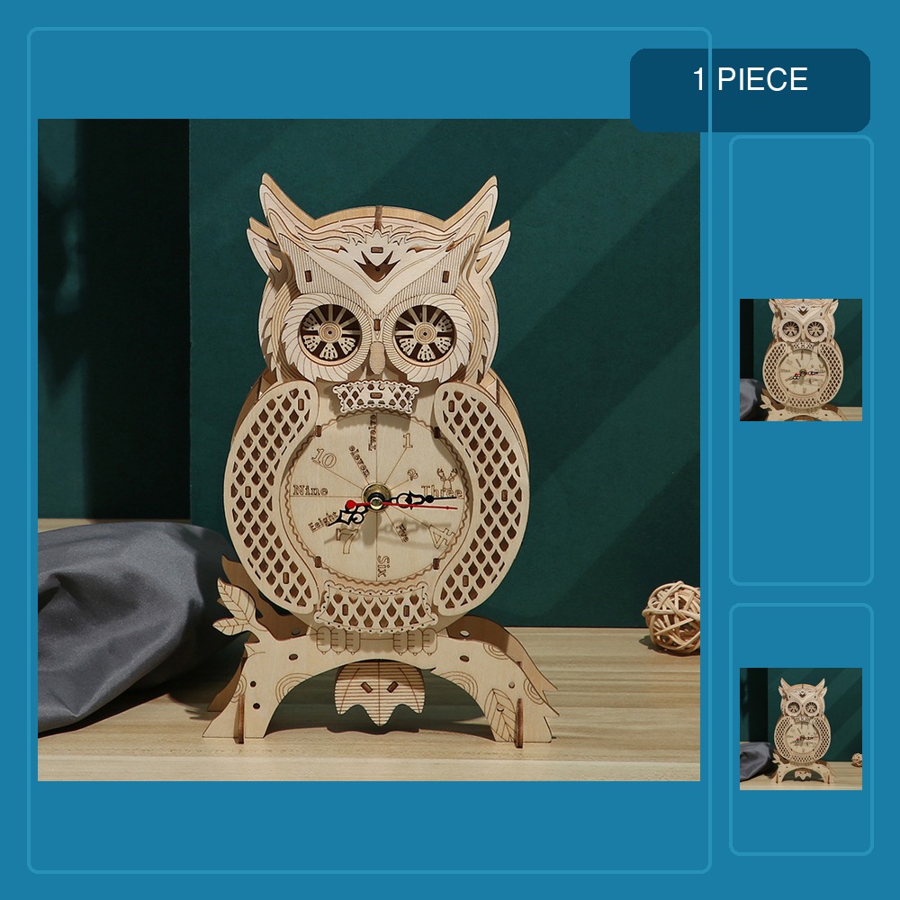 Wooden Owl Desk Standing Pendu - đánh giá và giá Wooden Clock Puzzle Mechanical Pendulum
