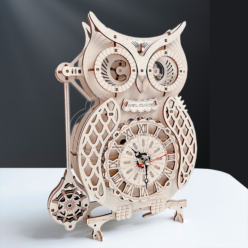 3D Wooden Owl Clock Puzzle DIY - đánh giá và giá Wooden Clock Puzzle Mechanical Pendulum