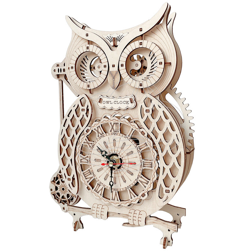 3D Wooden Owl Clock Puzzle DIY - đánh giá và giá Wooden Clock Puzzle Mechanical Pendulum