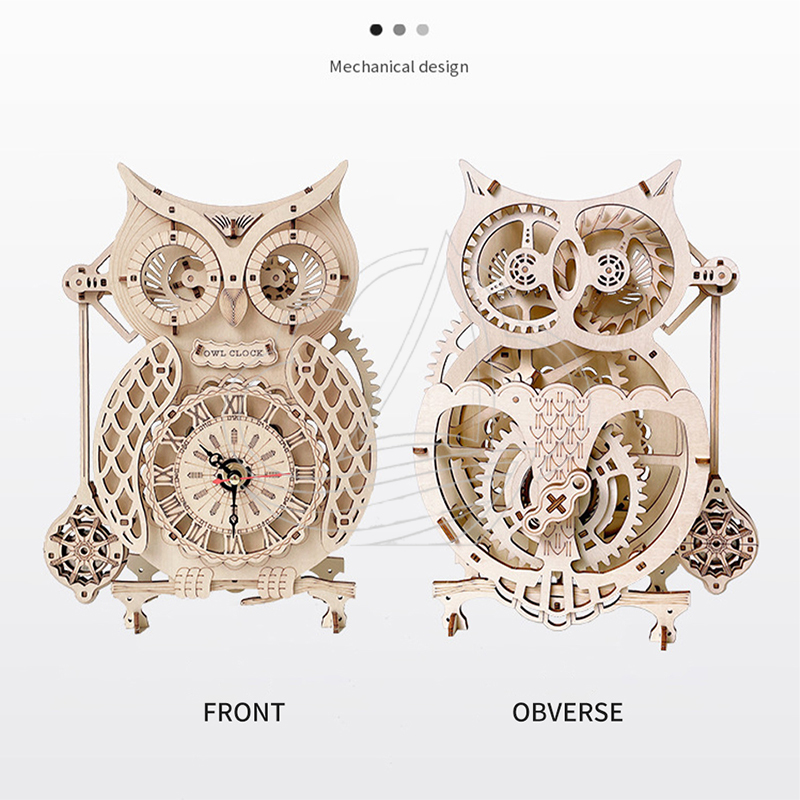 3D Wooden Owl Clock Puzzle DIY - đánh giá và giá Wooden Clock Puzzle Mechanical Pendulum