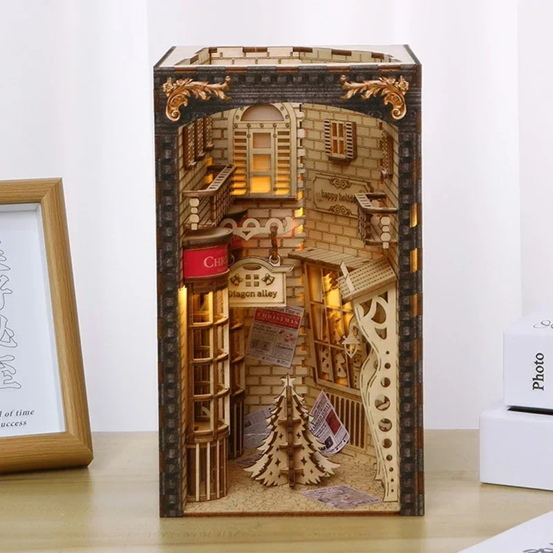 New Creative DIY Wooden Book N - đánh giá và giá Book Nook Shelf Insert Alley Diy