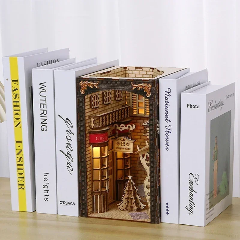 New Creative DIY Wooden Book N - đánh giá và giá Book Nook Shelf Insert Alley Diy