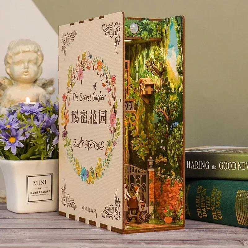 DIY Wooden Book Nook Shelf Ins - đánh giá và giá Diy Miniature Dollhouse Kit Book Nook