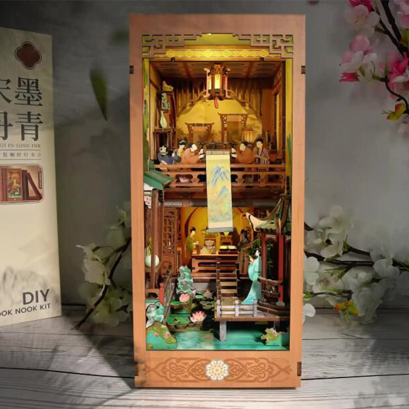 DIY Wooden Book Nook Shelf Ins - đánh giá và giá Diy Miniature Dollhouse Kit Book Nook