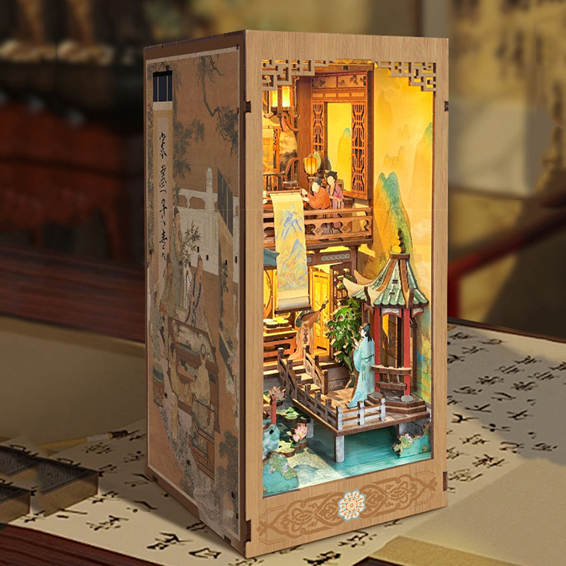 DIY Wooden Book Nook Shelf Ins - đánh giá và giá Diy Miniature Dollhouse Kit Book Nook