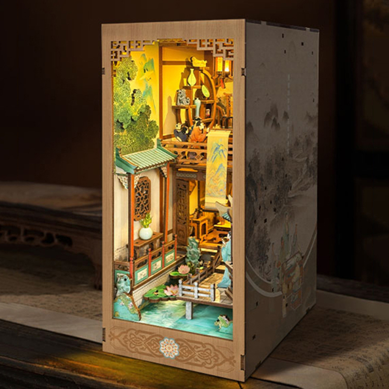 DIY Wooden Book Nook Shelf Ins - đánh giá và giá Diy Miniature Dollhouse Kit Book Nook