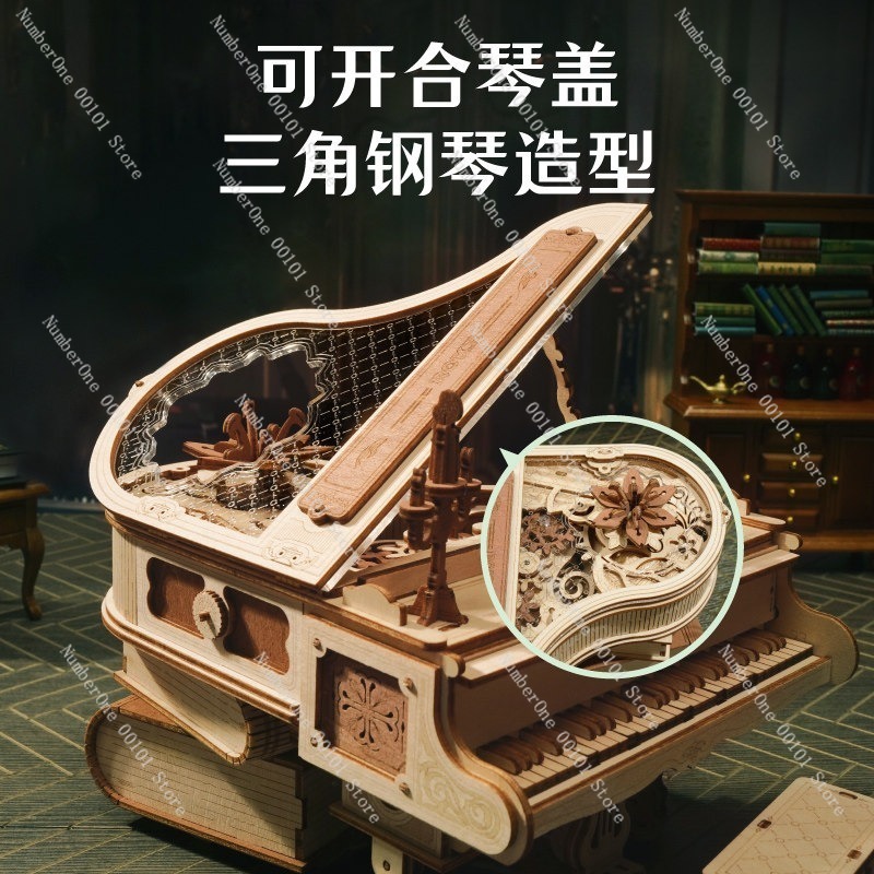 Piano Music Box 3D Wooden Puzz - đánh giá và giá Music Box Wooden 3D Puzzle Rotating