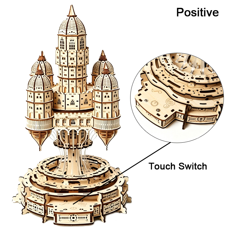 City In The Sky Castle 3D Wood - đánh giá và giá Music Box Wooden 3D Puzzle Rotating