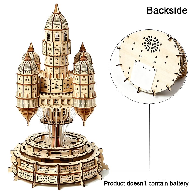 City In The Sky Castle 3D Wood - đánh giá và giá Music Box Wooden 3D Puzzle Rotating