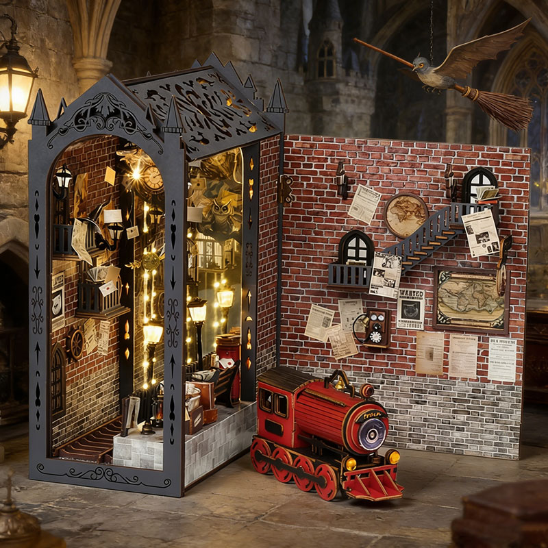 DIY Book Nook Kit Magic Train  - đánh giá và giá Book Nook Shelf Insert Alley Diy