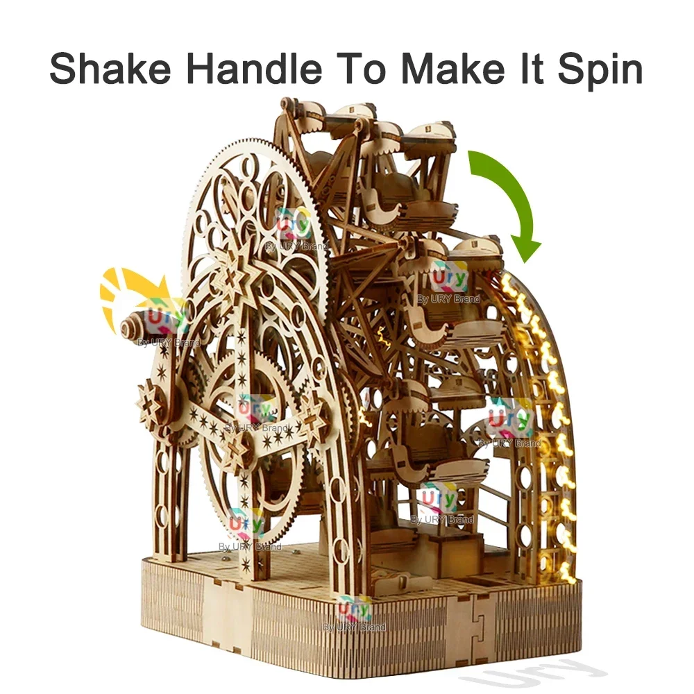 Ury 3D Wooden Puzzles Led Hand - đánh giá và giá Music Box Wooden 3D Puzzle Rotating