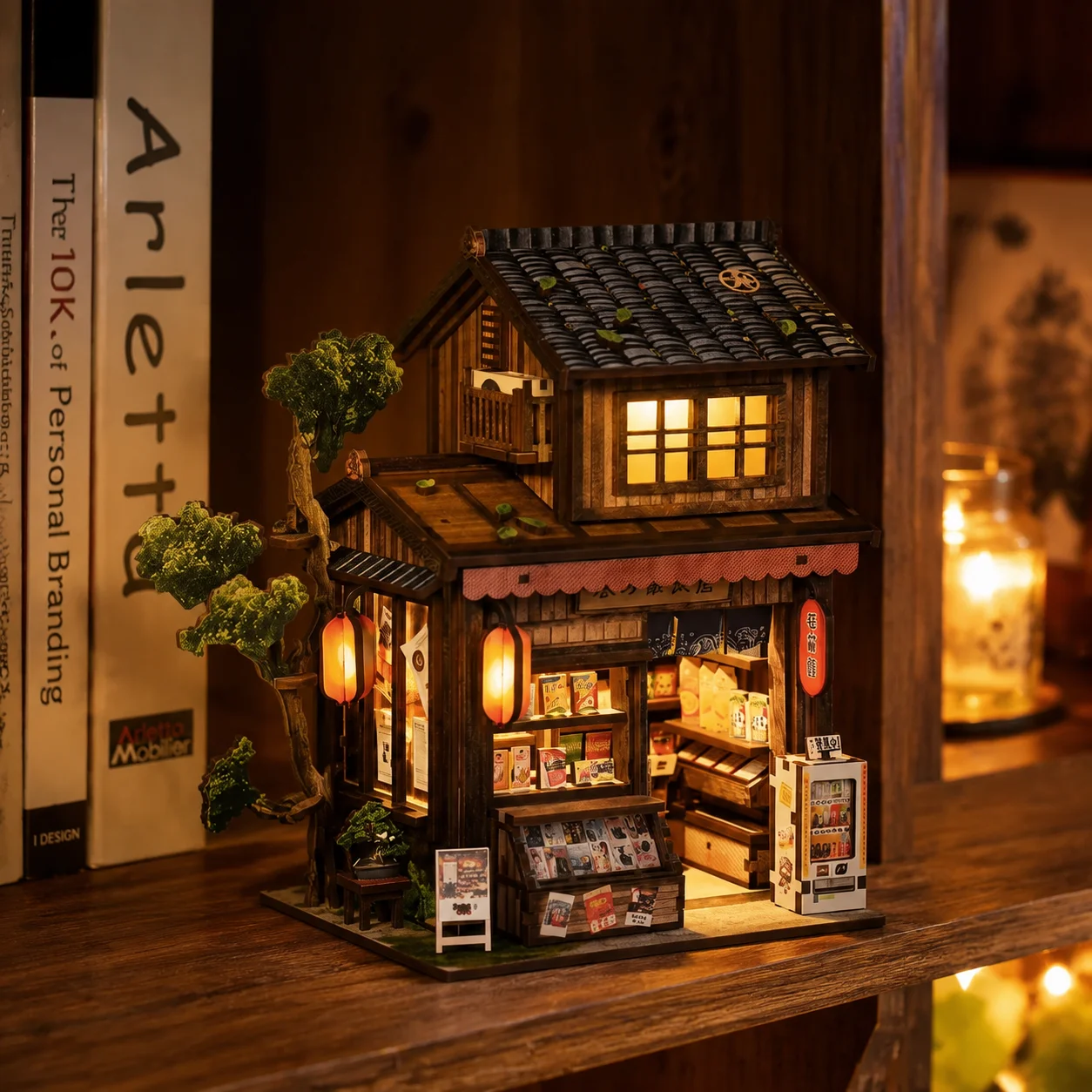Japan Style DIY Wooden Book No - đánh giá và giá Diy Miniature Dollhouse Kit Book Nook